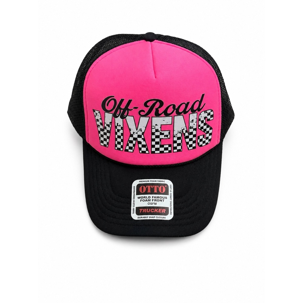 Off-Road Vixens Neon Pink Black Trucker Hat OTTO Snapback Mesh Cap OSFM